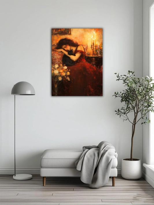 A sleeping beauty and a cat 6