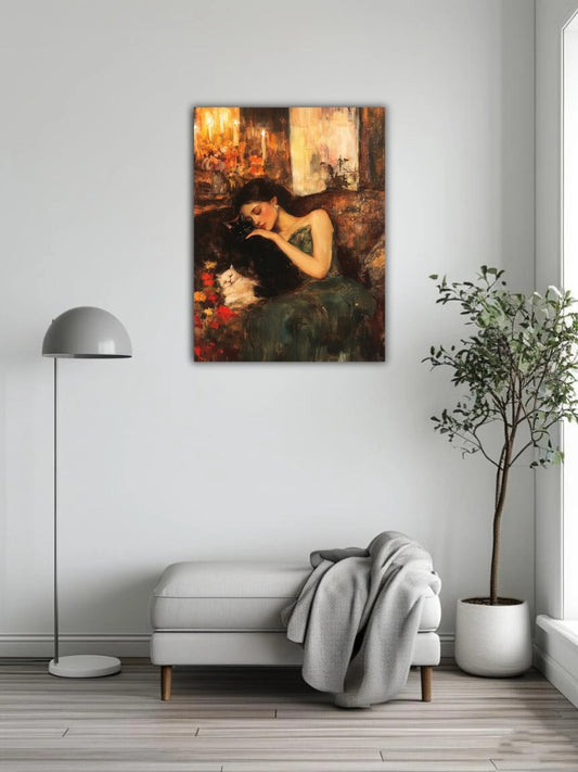 A sleeping beauty and a cat 7