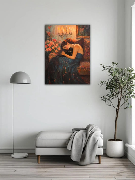 A sleeping beauty and a cat 9