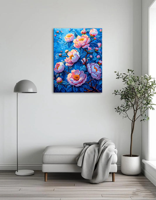 Blushing Peonies in Blue Haze