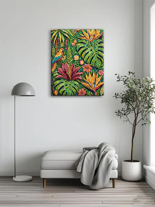 Dense Rainforest Floral Folk Art