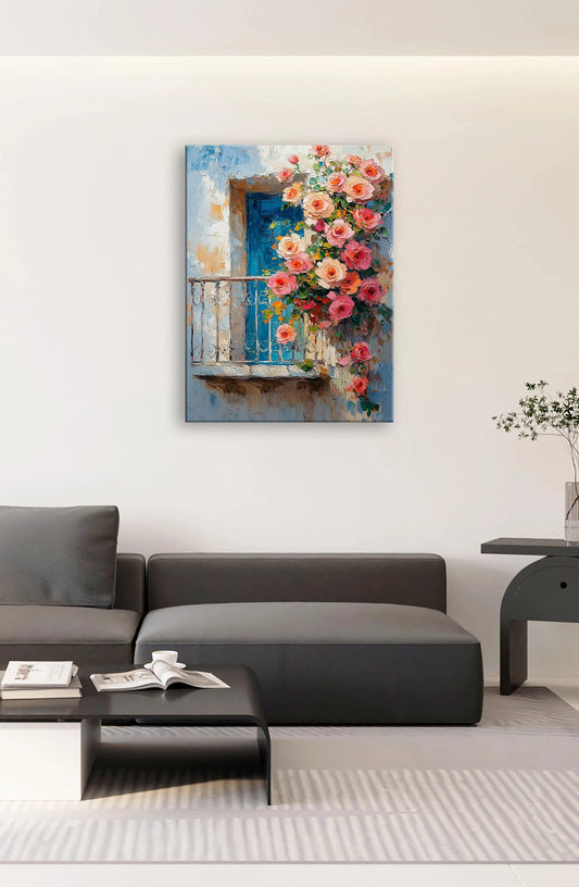 Flowers on the windowsill of the old house 8