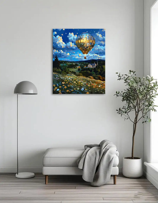 Hot Air Balloons in the Night Sky