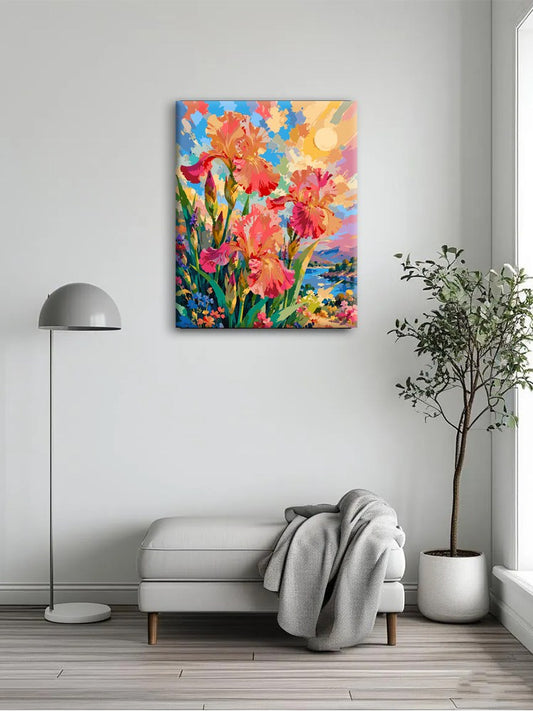 Iris Bloom in Coral Hues
