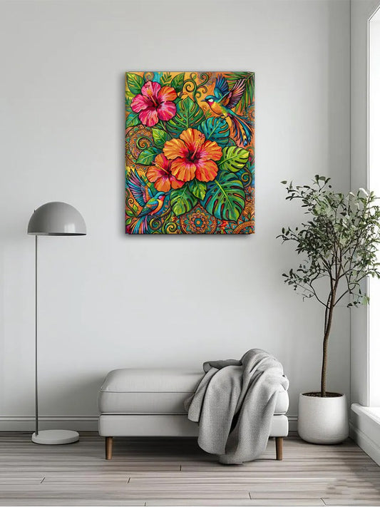 Large Hibiscus Flower Folk Art