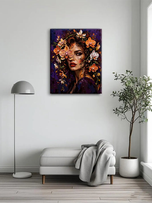 Lilac Floral Dark Canvas