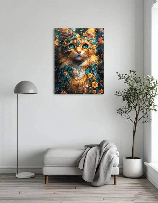 Orange cat and flowers