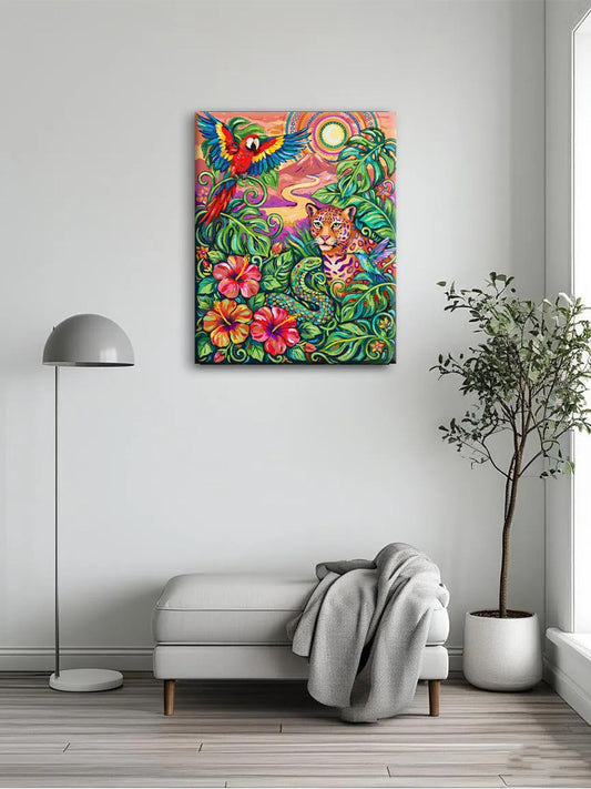 Parrot Flowers and Leopards 1