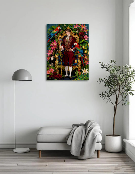 The man among the parrots