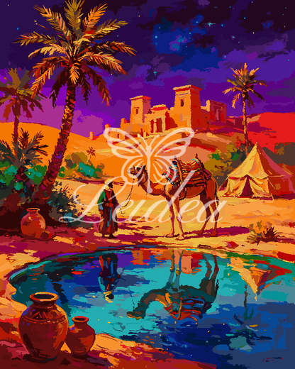 Desert Oasis Night Paint By Numbers