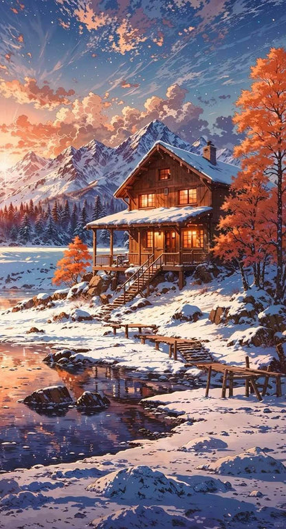 A cottage at sunset 1