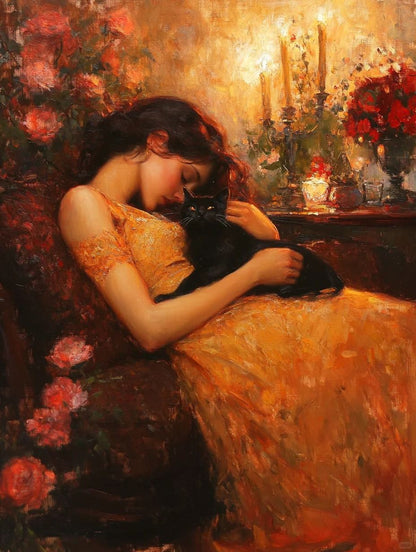 A sleeping beauty and a cat 13