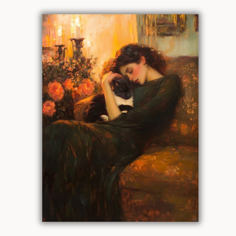 A sleeping beauty and a cat 14