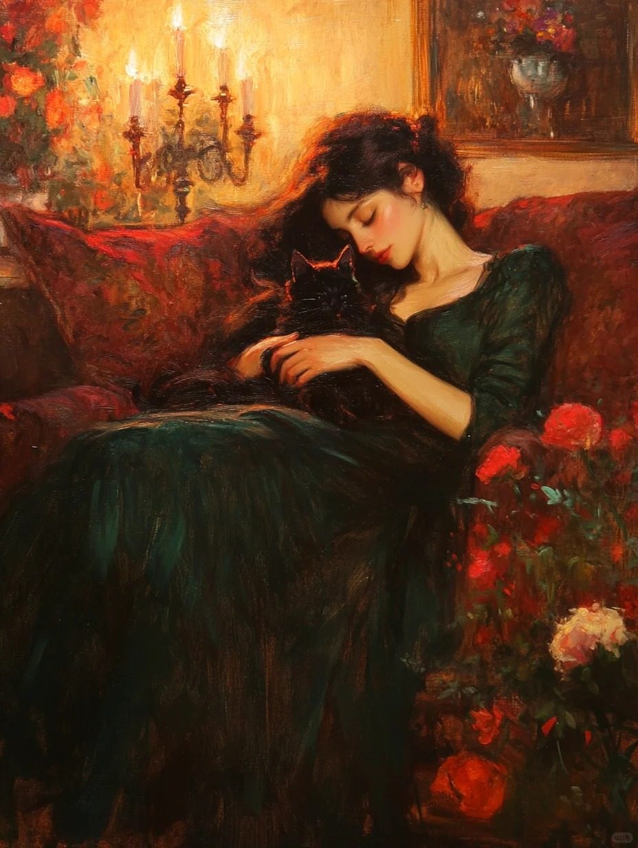 A sleeping beauty and a cat 2