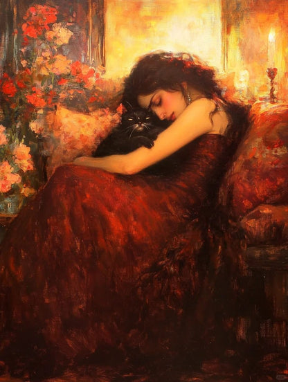 A sleeping beauty and a cat 3