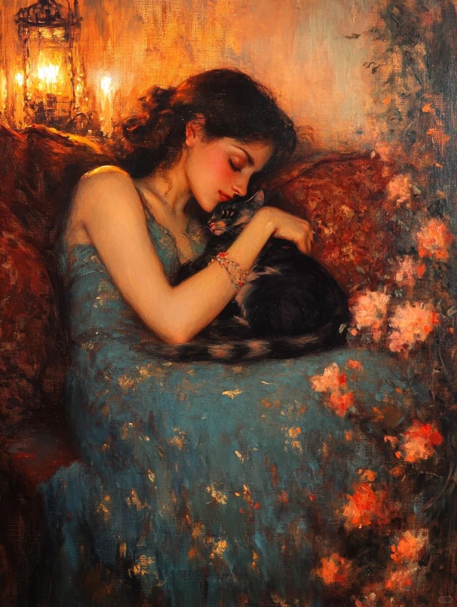 A sleeping beauty and a cat 4