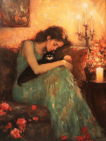 A sleeping beauty and a cat 5