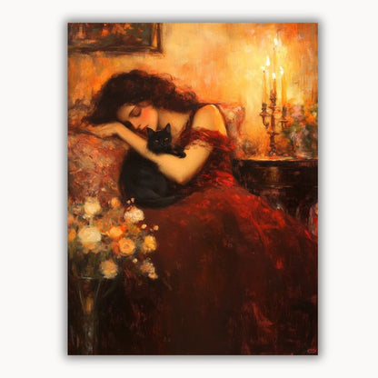 A sleeping beauty and a cat 6