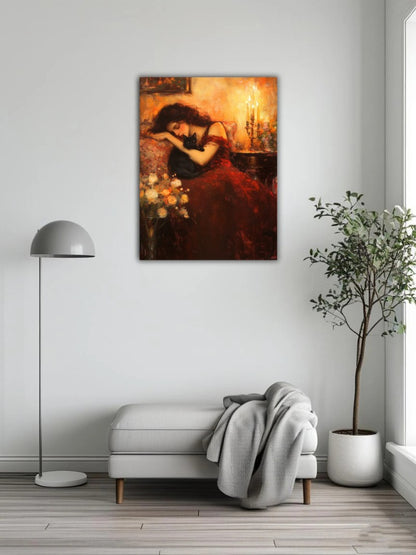 A sleeping beauty and a cat 6