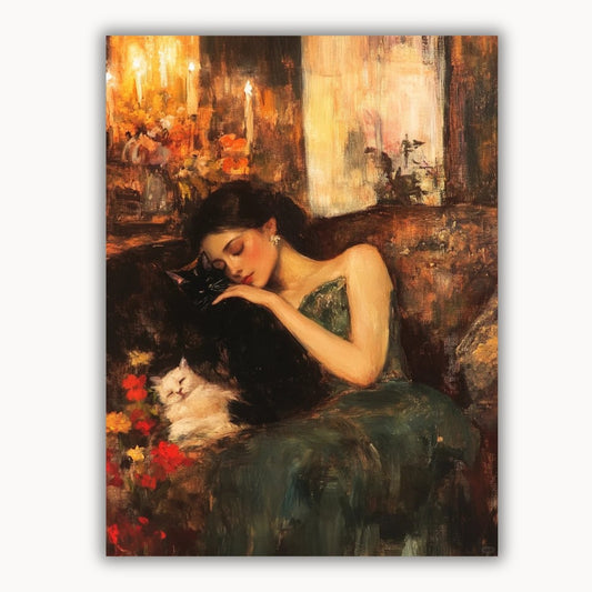 A sleeping beauty and a cat 7