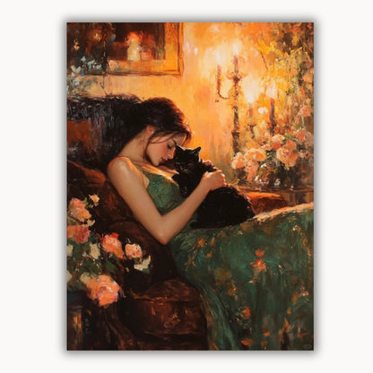 A sleeping beauty and a cat 8