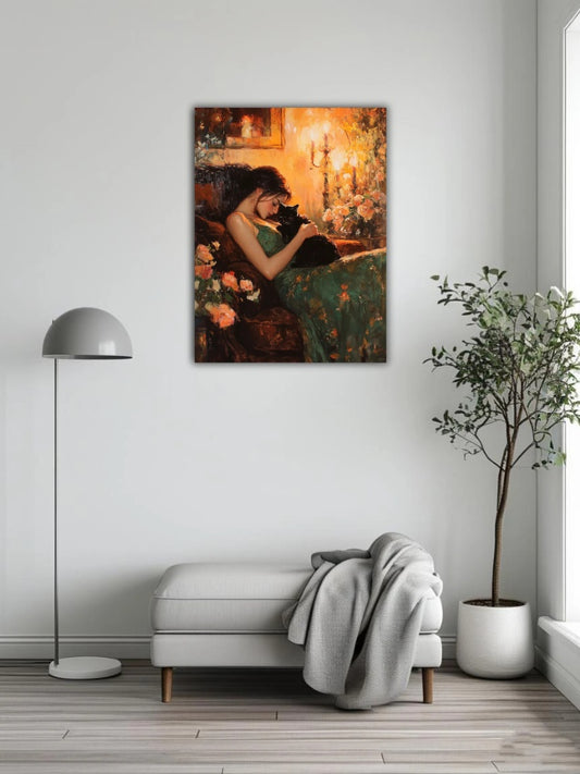 A sleeping beauty and a cat 8