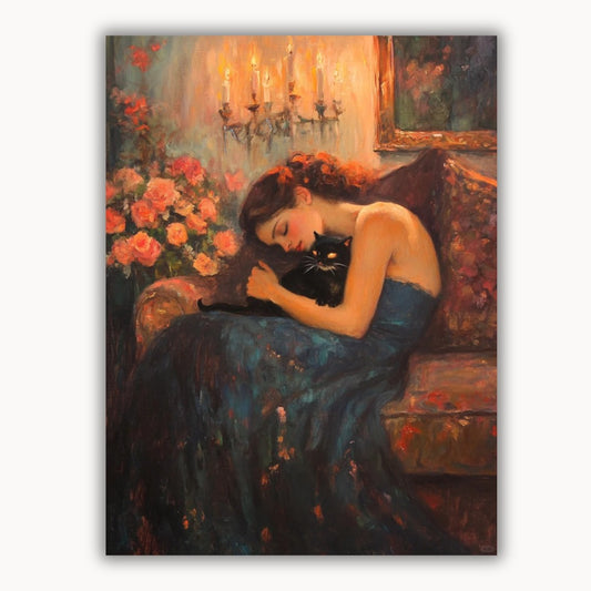 A sleeping beauty and a cat 9