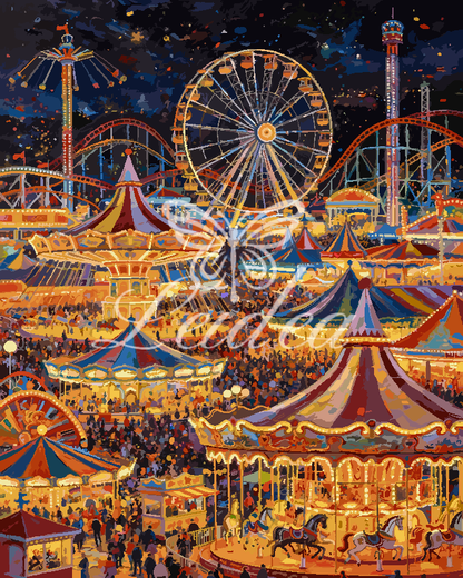Amusement park at night 1 Paint By Numbers