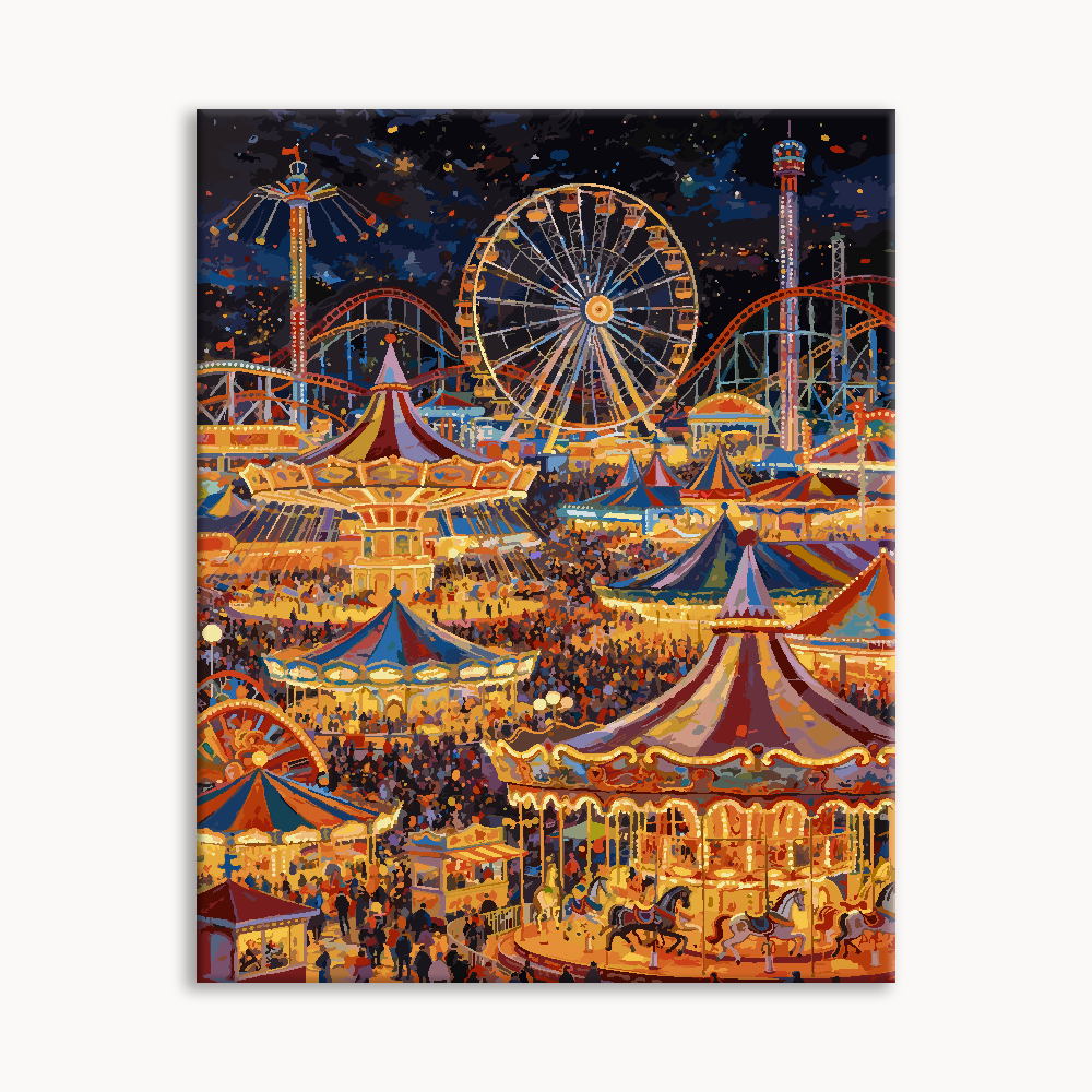Amusement park at night 1 Paint By Numbers