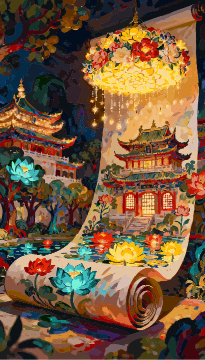 Ancient city in a painting