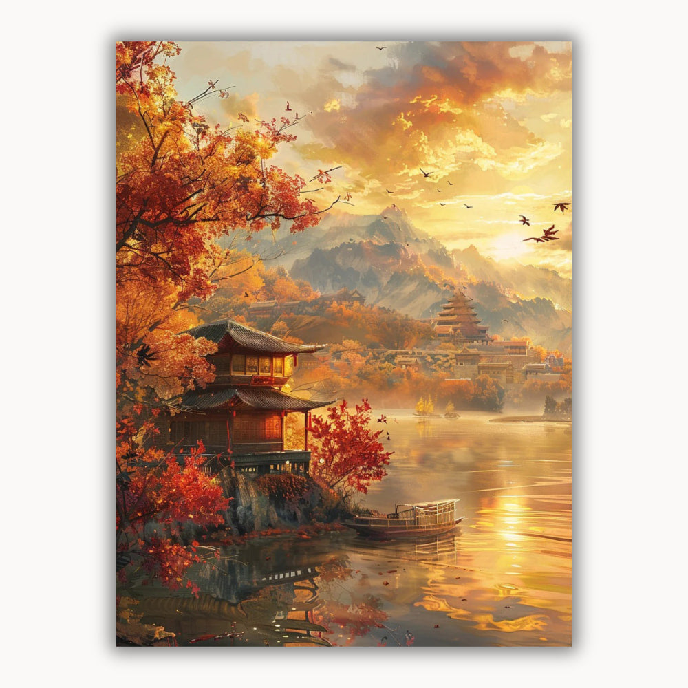 Autumn scenery by the lake