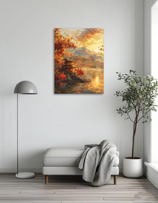 Autumn scenery by the lake