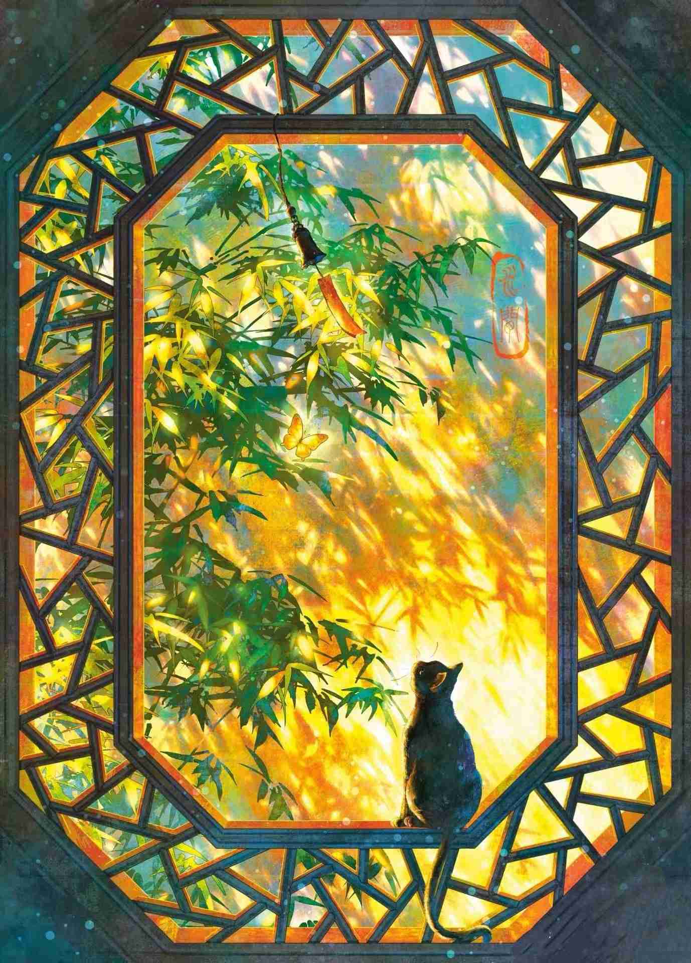 Bamboo Shadows and a Cat