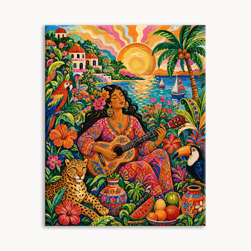 Beach Sunset Tropical Folk Lady