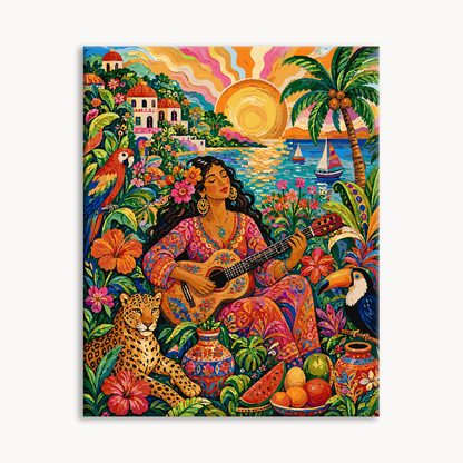 Beach Sunset Tropical Folk Lady