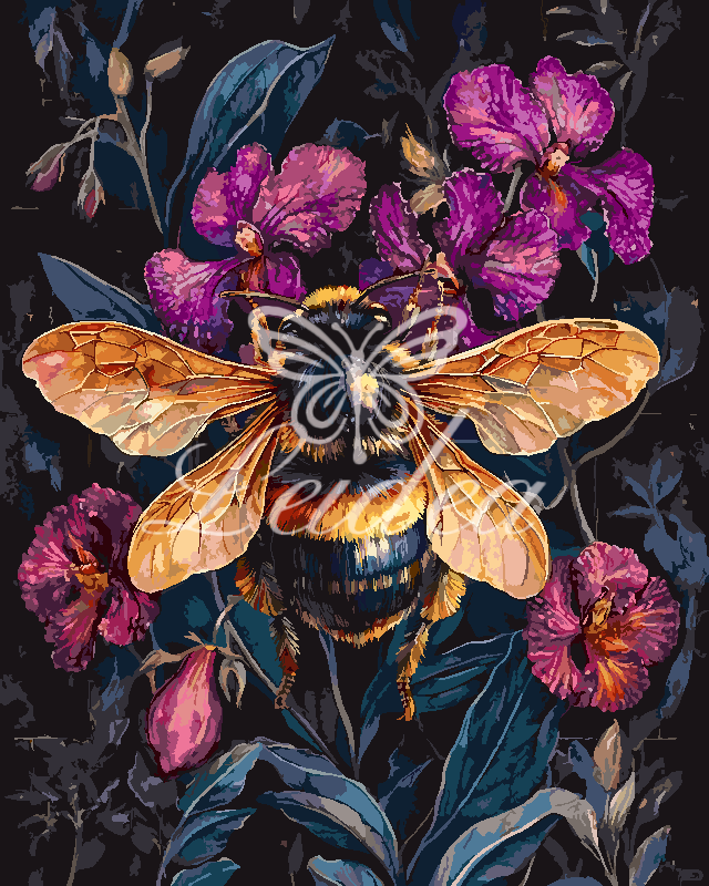 Bee & Peony Impasto