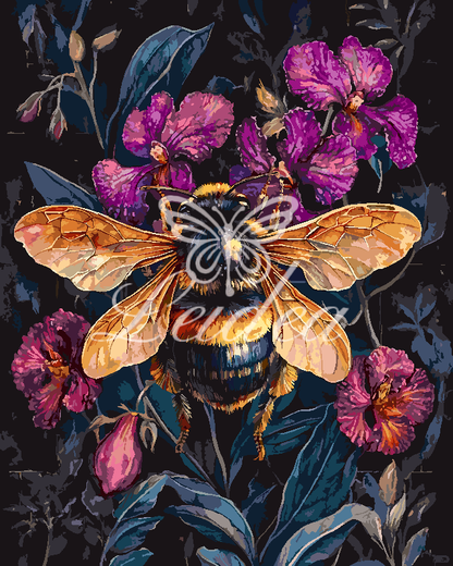 Bee & Peony Impasto