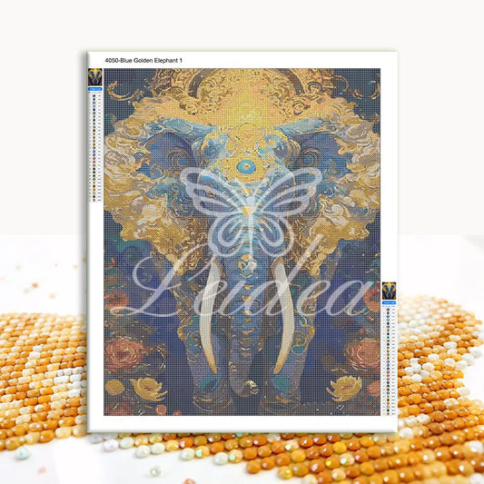 Blue Golden Elephant 1 Diamond Painting 30/40 40/50 50/60