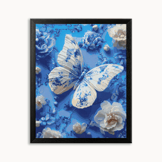 Blue and White Butterfly Diamond Painting 30/40 40/50 50/60