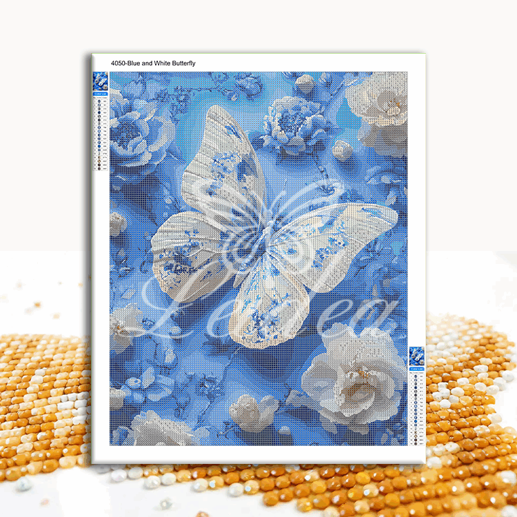 Blue and White Butterfly Diamond Painting 30/40 40/50 50/60