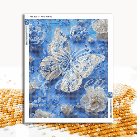 Blue and White Butterfly Diamond Painting 30/40 40/50 50/60