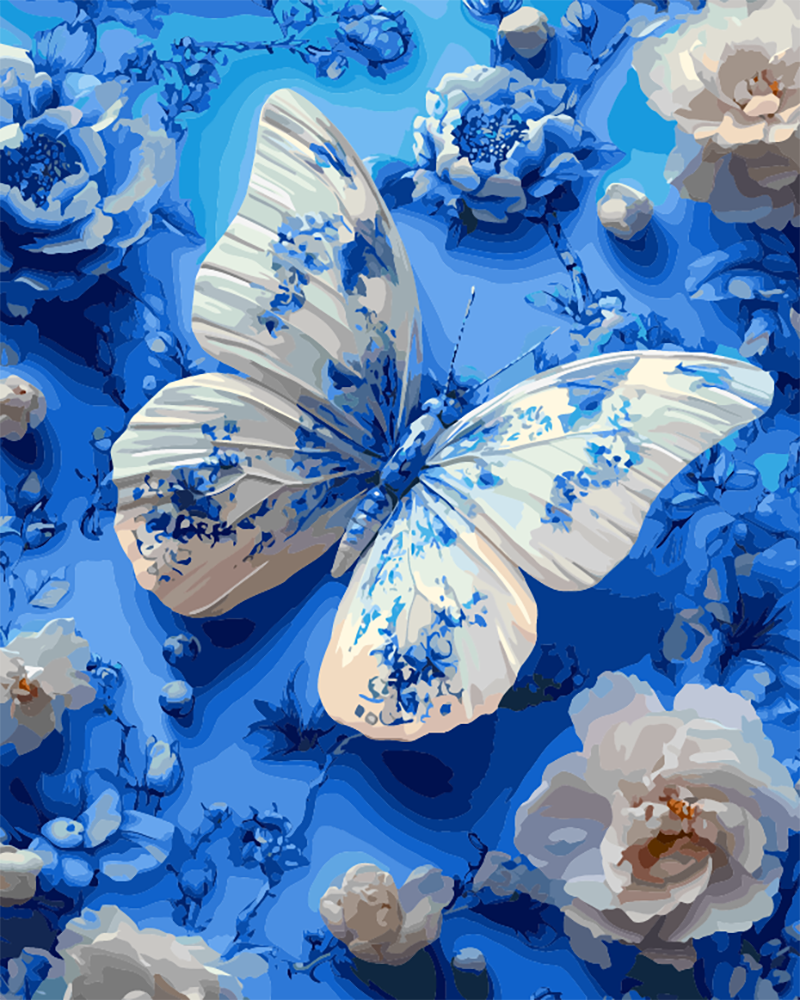 Blue and White Butterfly