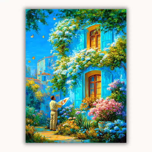 Blue wall flower painting 1