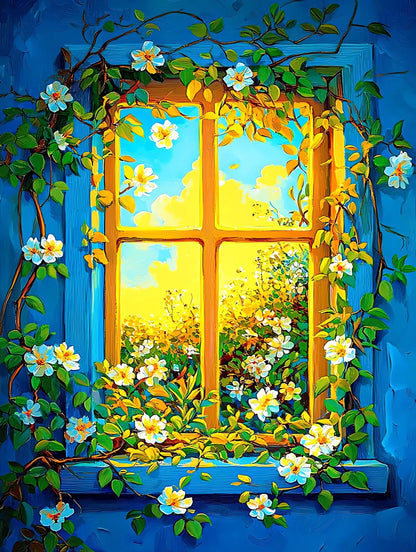 Blue wall flower painting 2