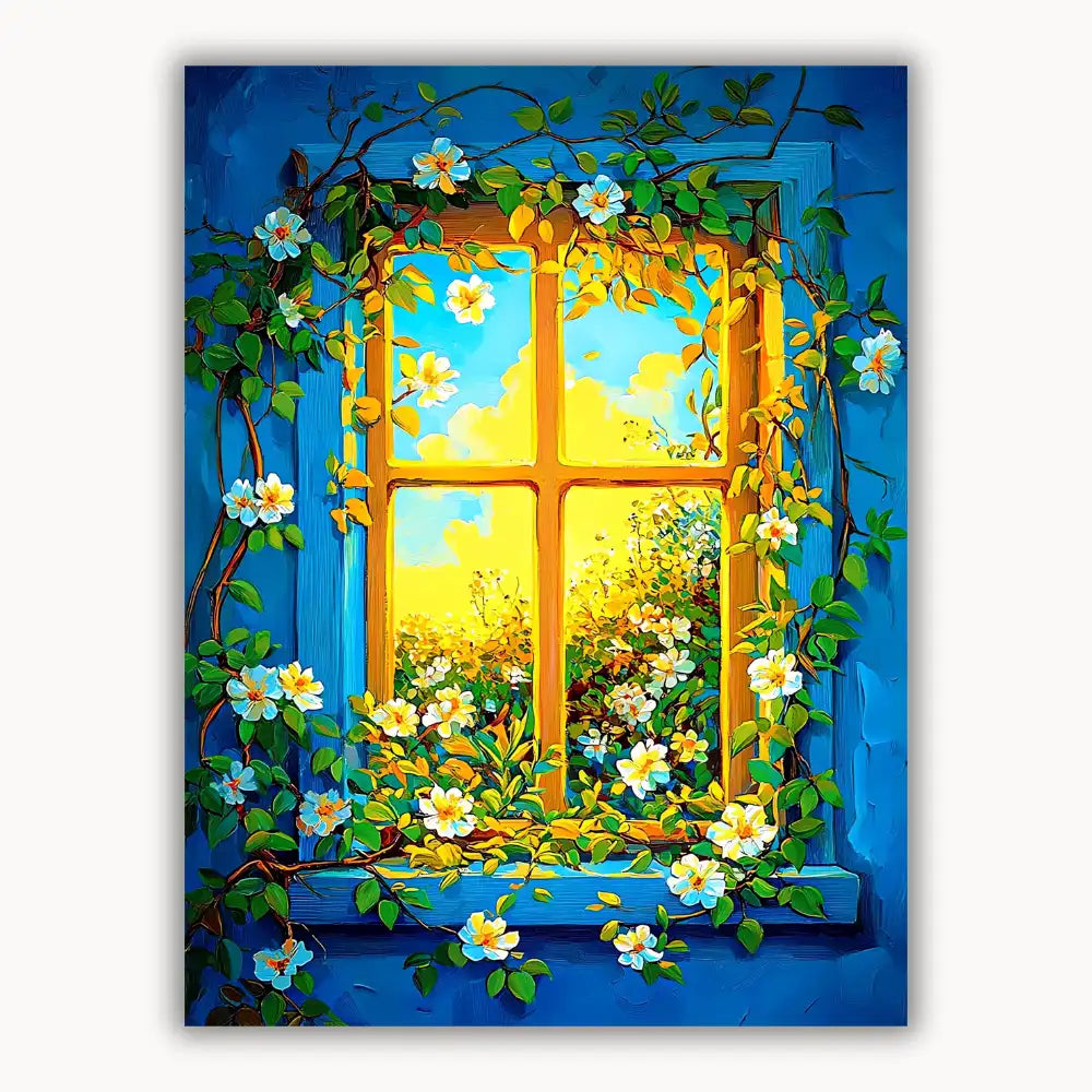 Blue wall flower painting 2