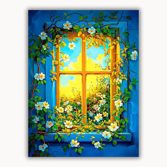 Blue wall flower painting 2