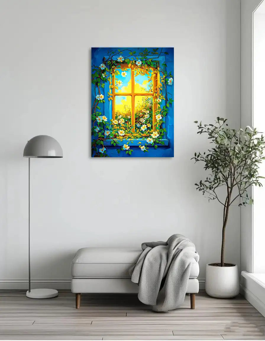 Blue wall flower painting 2
