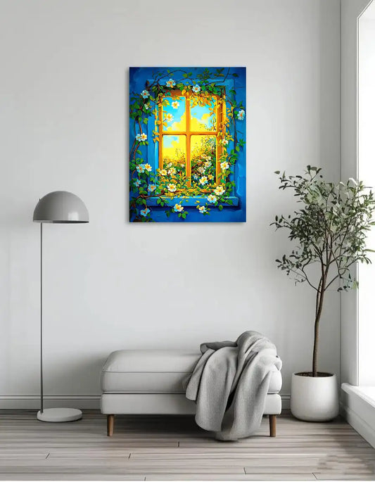 Blue wall flower painting 2