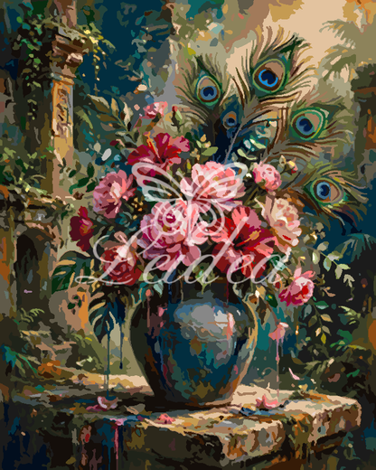 Blush Peony in Blue Vase