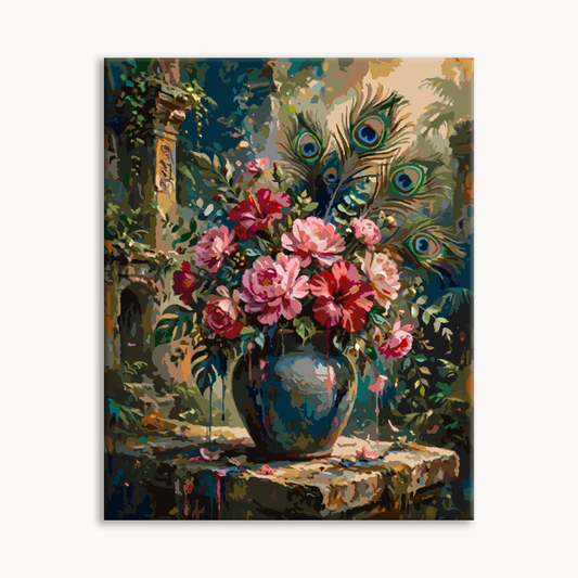 Blush Peony in Blue Vase
